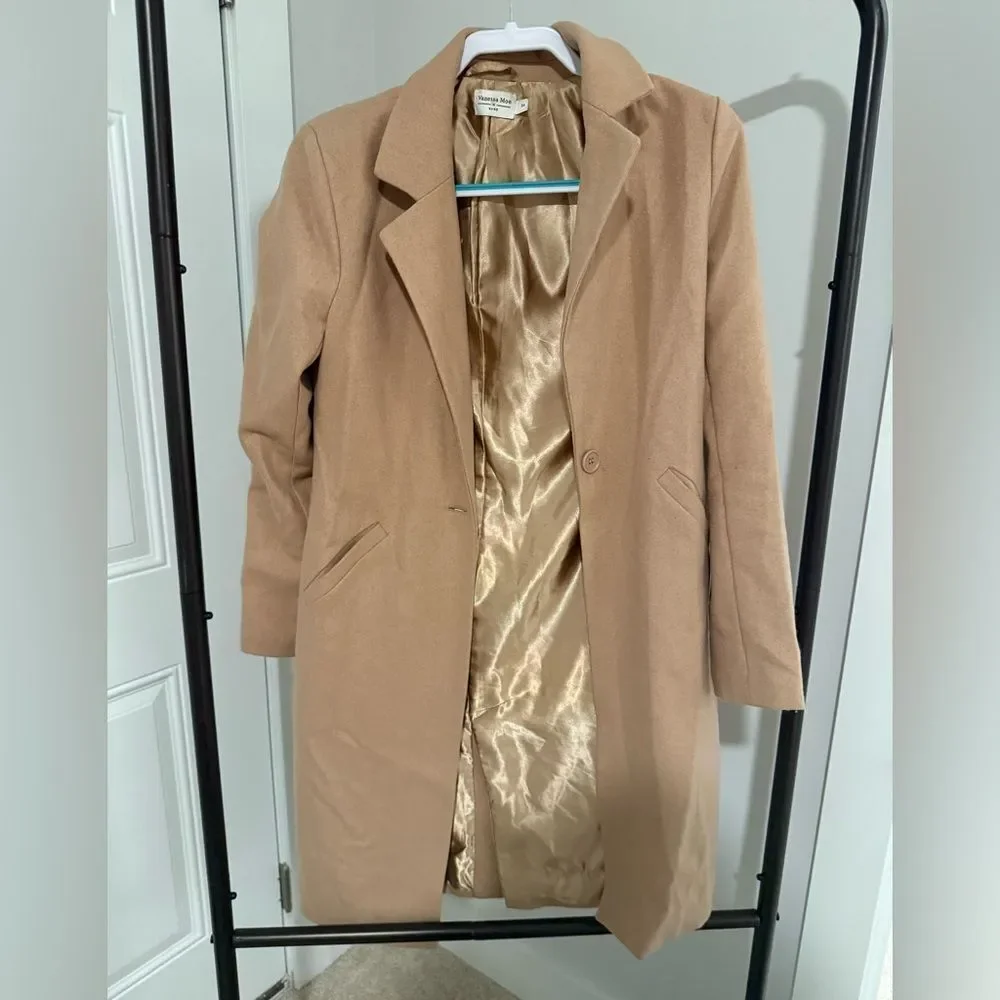 Vanessa Moe X Na - KD Camel Long Coat with Single-Button Front